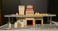 1950's Marx Day Night Parking Gas Station Service Center Playset Tin Litho Cars