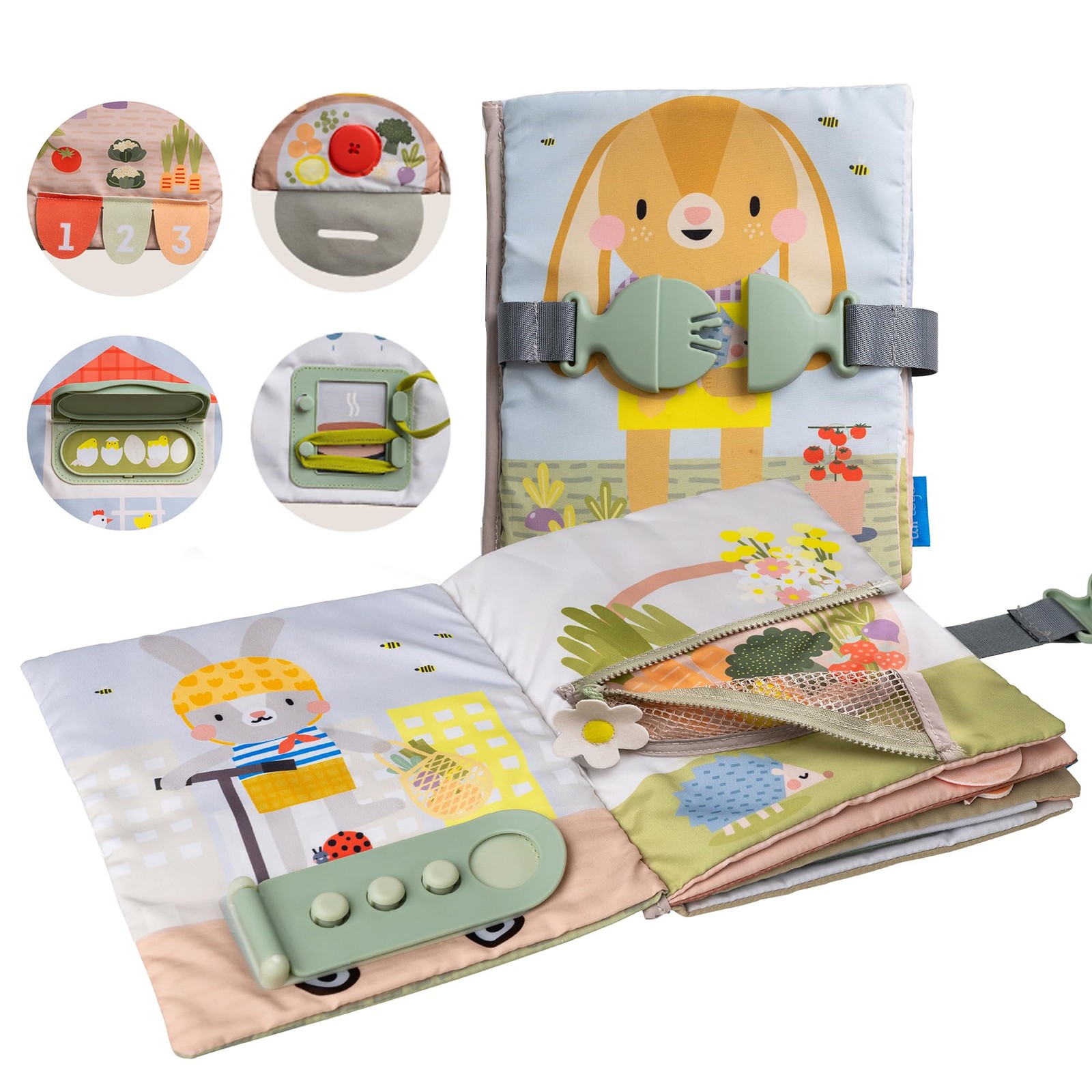 Busy Book for Toddlers 1-3 Montessori Activity Book with 12 Sensory Learning