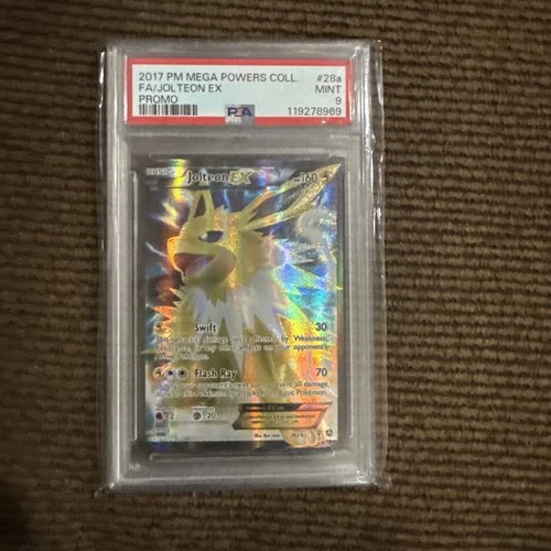 PSA 9 Mint Jolteon EX #28a Full Art PROMO 2017 Pokemon Mega Powers Collection