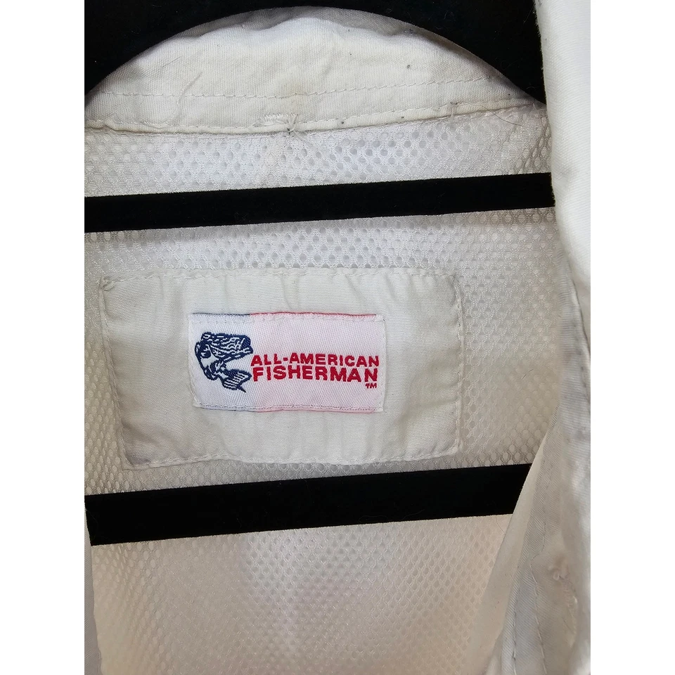 Camisa All American Fisherman Para Hombres Talla L Manga Larga Abotonada Nailon Ventilada Crema Foto 3 de 4