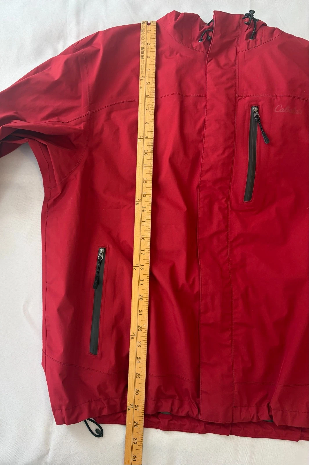 Cabelas Goretex Jacket Mens XL Red Rain Waterproof Parka Full Zip Hooded - product detail image 17