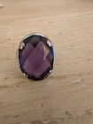 Vintage Silver Filigree Ring with Large Amethyst? – Size 7 – Ornate Design