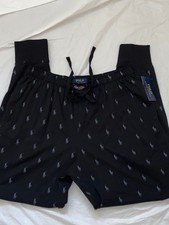 NEW Men's MEDIUM Polo Ralph Lauren Allover Pony Black Sleep Lounge Jogger Pants