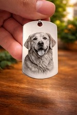 Personalized Dog Cat Photo Engraved Necklace Custom Dog Tag