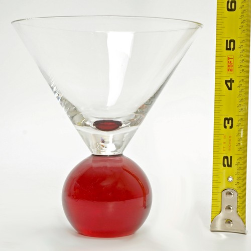 Set Of 4 Multi-Color Ball Stem 9 Oz Martini V Shaped Cocktail Glasses Retro MCM - Picture 7 of 7
