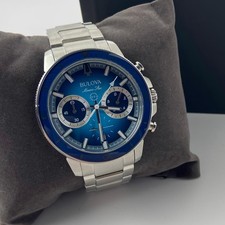 Bulova 96B380 Men's Marin Star C Chronograph Blue Dial 45MM Quartz Steel Watch