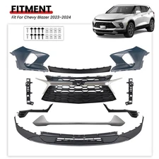 Front Bumper Cover Assembly Grille Air Deflector Kit For 2023 2024 Chevy Blazer