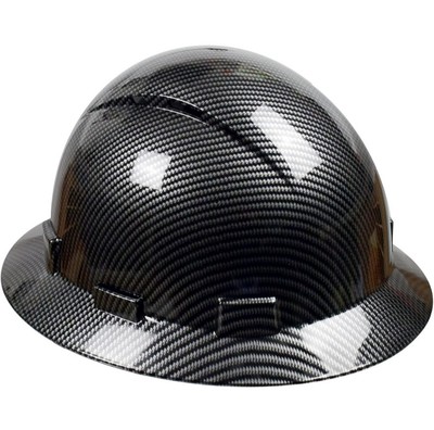 Black ABS Dipped Carbon Fiber Full Brim Hardhat 