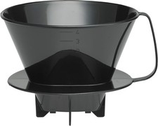 Fino Pour-Over Coffee Brewing Filter Cone, Number 4-Size, Black 