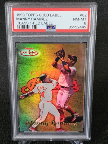 1999 Topps Gold Label Class 1 Red No. 81 Manny Ramirez #015/100 PSA 8