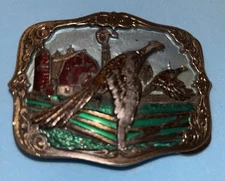 Vintage 1987 The Great American Buckle Co. #1828 Pheasant 3” Belt Buckle USA