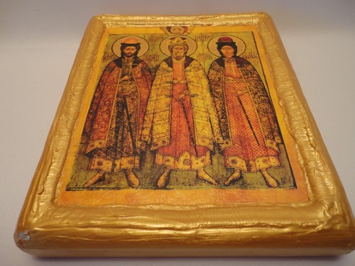 Saint Boris St Vladimir St Gleb Rare Eastern Orthodox Old World Icon OOAK - Picture 7 of 11