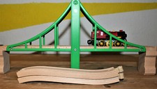 Großbrückenteile mit Zu-und Abfahrt, Holz Eisenbahn Set, kompletten Lok + Hänger