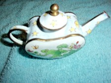 NICE LOT OF 2 MINIATURE ENAMELED TEAPOTS