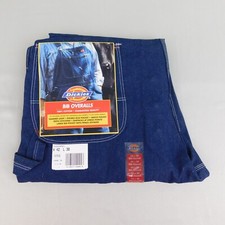 Vintage NOS Dickies Cotton Denim Bib Overalls 42x30 Dark Wash 3517