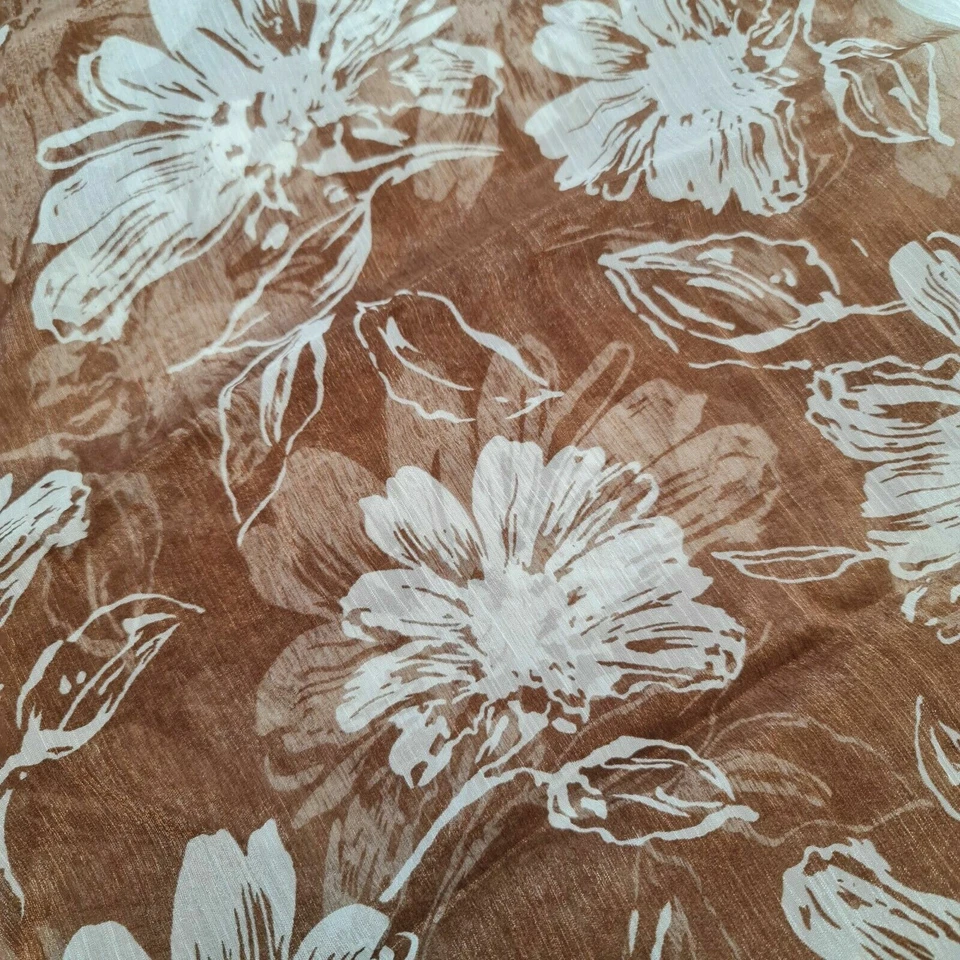 Brown Polyester Crinkle Chiffon Floral Print Dress Scarf Fabric 150 cm - Image 2 of 2