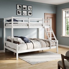 3ft Single 4ft6 Double Triple Bunk Bed Solid Pine Wood Children White Bed Frame 
