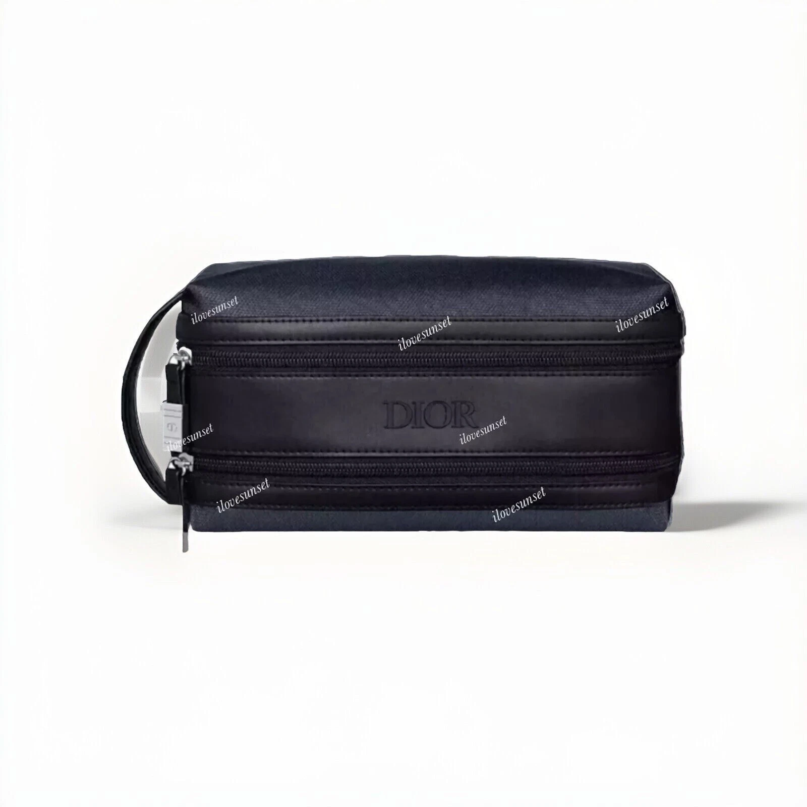 Neuf {DIOR} sac générique pour hommes marine et noir poche de toilette étui de voyage double fermeture éclair