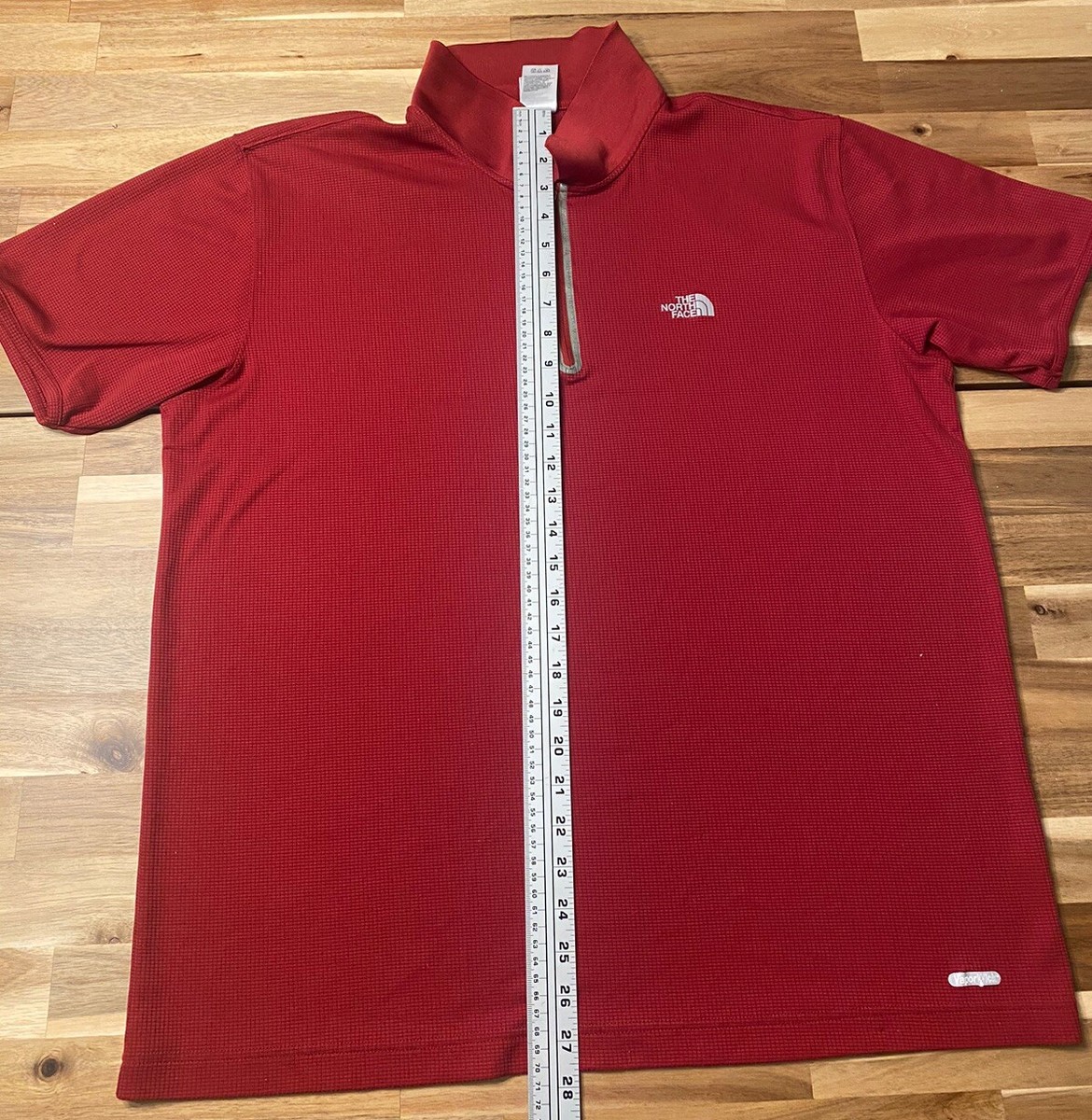 The North Face Men's Red Short Sleeve Quarter Zip Polo Shirt