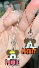2 Pc Silver Mickey  Minnie Mouse Charm Purse Keychain  Zipper Pull Attachments