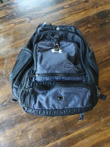 Under Armour Black Navy Nylon Backpack for School Travel Hiking and Hunting