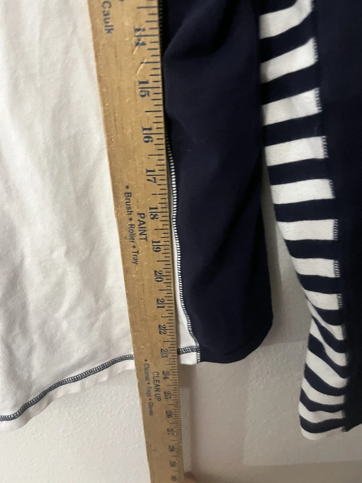 Chaqueta Top Para Mujer Mediana Chaps Cremallera Blanca Azul Marino Deportiva Foto 4 de 4