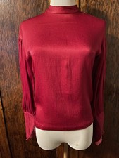 Vintage Women  s Red Satin Gisella Heinemann Blouse