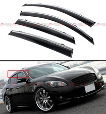 FOR 2011-15 INFINITI M37 M56 Q70 CLIP-ON TYPE SMOKE WINDOW VISOR W/ CHROME TRIM
