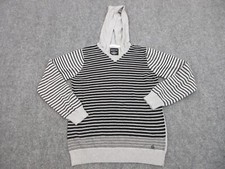 Calvin Klein Sweater Girls Large Black Gray Stripes Pullover Logo Youth Hoodie