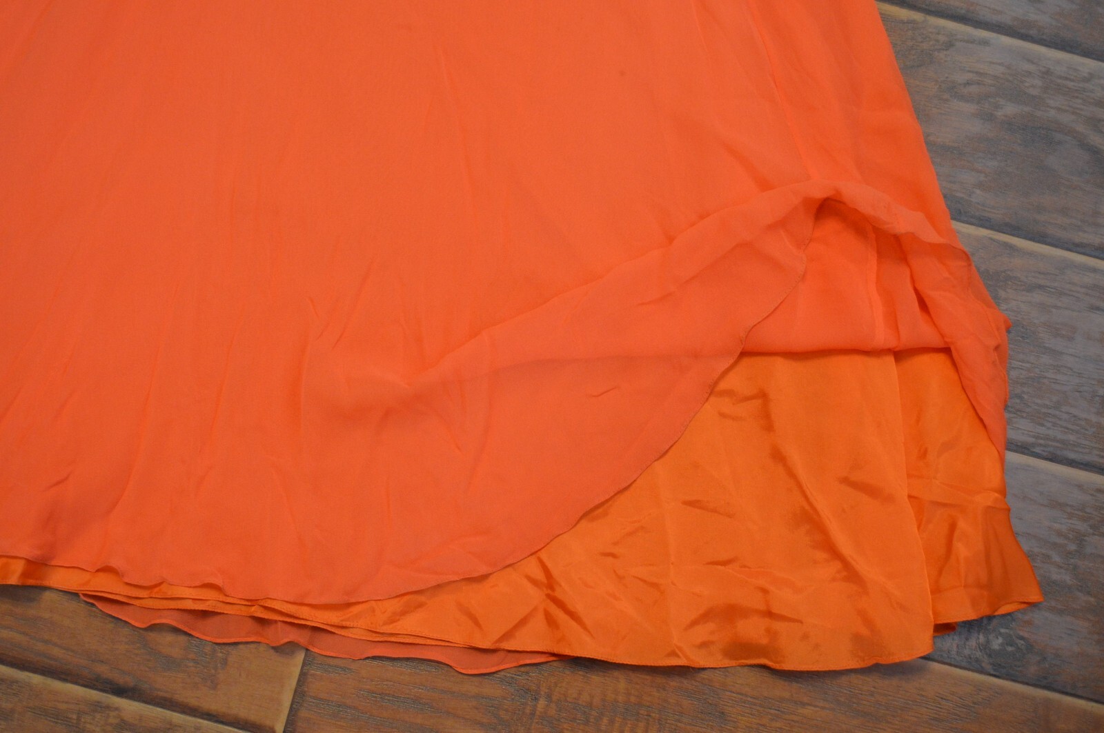 vtg Cassandra Stone II Orange Beaded Dress,Gown,Party,Silk,Gold Beads/Sequins,14