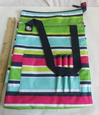 Thirty One Tall Organizing Tote Preppy Pop Striped Pink Lime Aqua Navy Zip Top