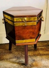 George 111 solid mahogany cellarette with brass banding & Liner Seperate Base