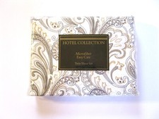 Hotel Collection Microfiber Easy Care Twin Sheet Set 3 Pieces Gray Paisley Print