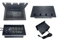 PROCRAFT JUMBO 4 HOLE LID FEED-THRU Floor Box w/ 2 AC 6 XLRF 1 XLRM 1 RJ45