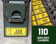 Ammo Can Bullet Decal Label Stickers - UV Stable 2-Color Vinyl - 110 Calibers