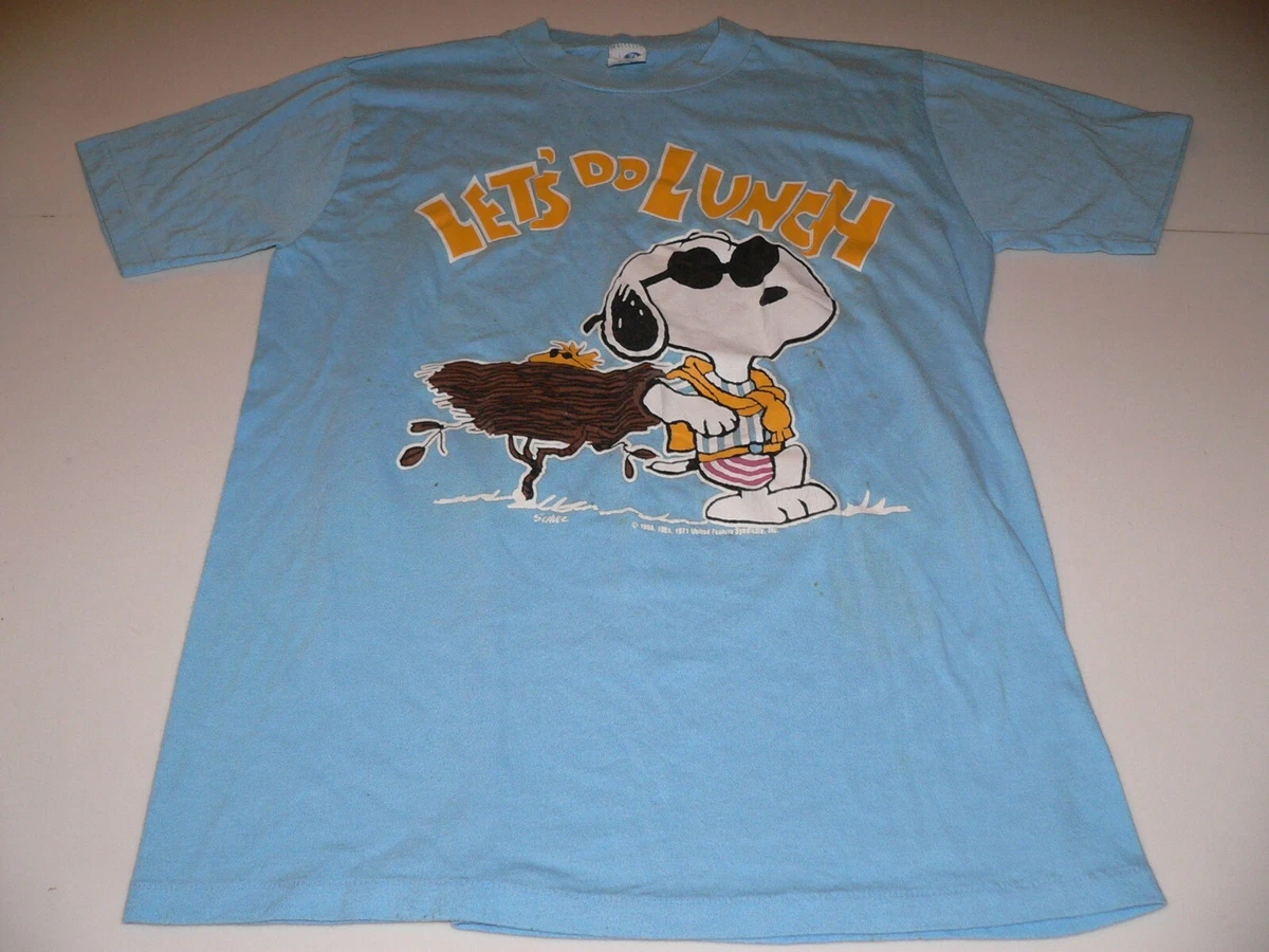 Rare 70s SNOOPY t shirt Artex Blue 1971 Let's Do Lunch