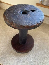Vintage 12”  Tall Wood Textile Mill Thread Silk Spool Dark Color Industrial