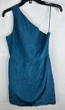 J. Crew Womens Dress 6 Green A Line One Shoulder Sleeveless Lined 100% Silk