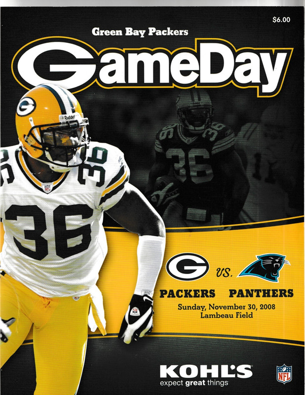 GREEN BAY PACKERS November 30, 2008 GAME DAY PROGRAM 2 TICKETS NICK COLLINS B16