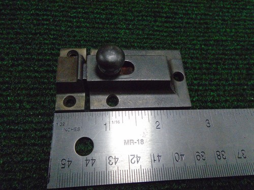 EARLY CAST CABINET LATCH w/ SLIDE KNOB and with KEEPER (17554-4) - Picture 5 of 7
