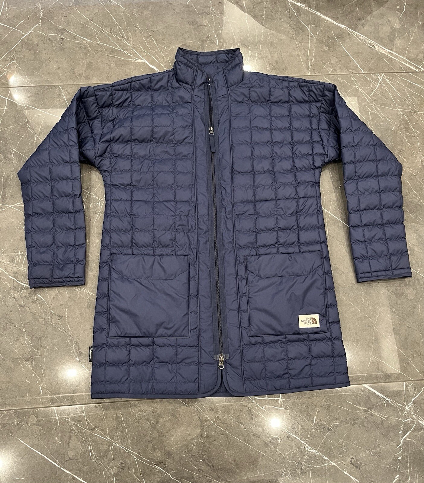 The North Face Women's Medium Blue Thermoball Eco Long Quilted Puffer Jacket TNF