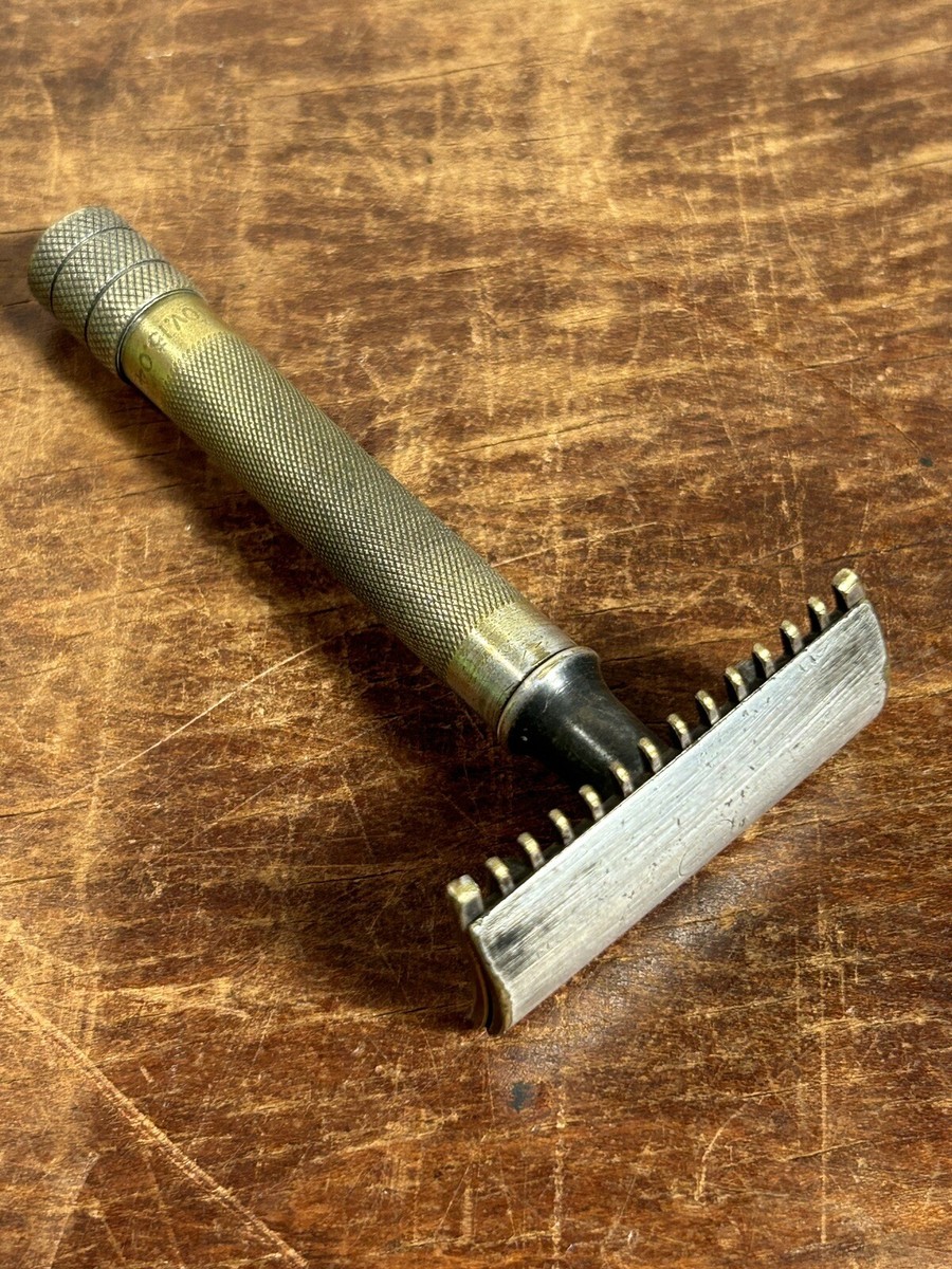 Vintage Antique 1912 Gillette Single Ring DE safety razor 3 piece