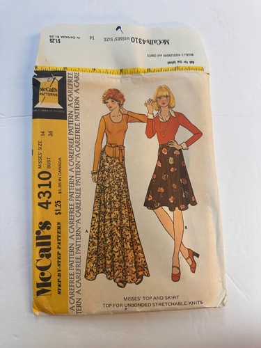 4310 Vintage McCalls Sewing Pattern Misses Skirt Top Uncut Free Shipping - 第 1/6 張圖片
