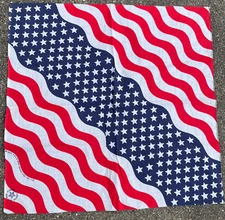 22" Wavy American Flag Bandana Handkerchief Scarf 50/50 Cotton Poly Made USA