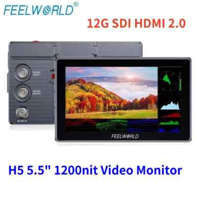 FEELWORLD H5 5.5'' 1200nit Video Monitor 12G SDI HDMI 2.0 Camera Field Monitor