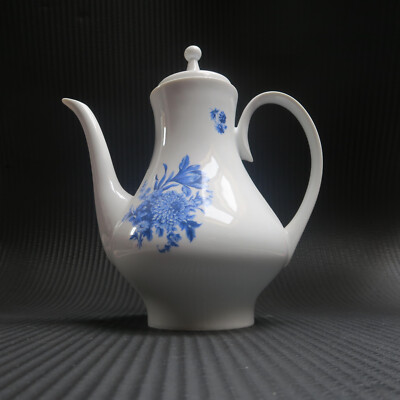 Tee-/Kaffee-Kanne Porzellan Kahla/Könitz DD  weiss/blau