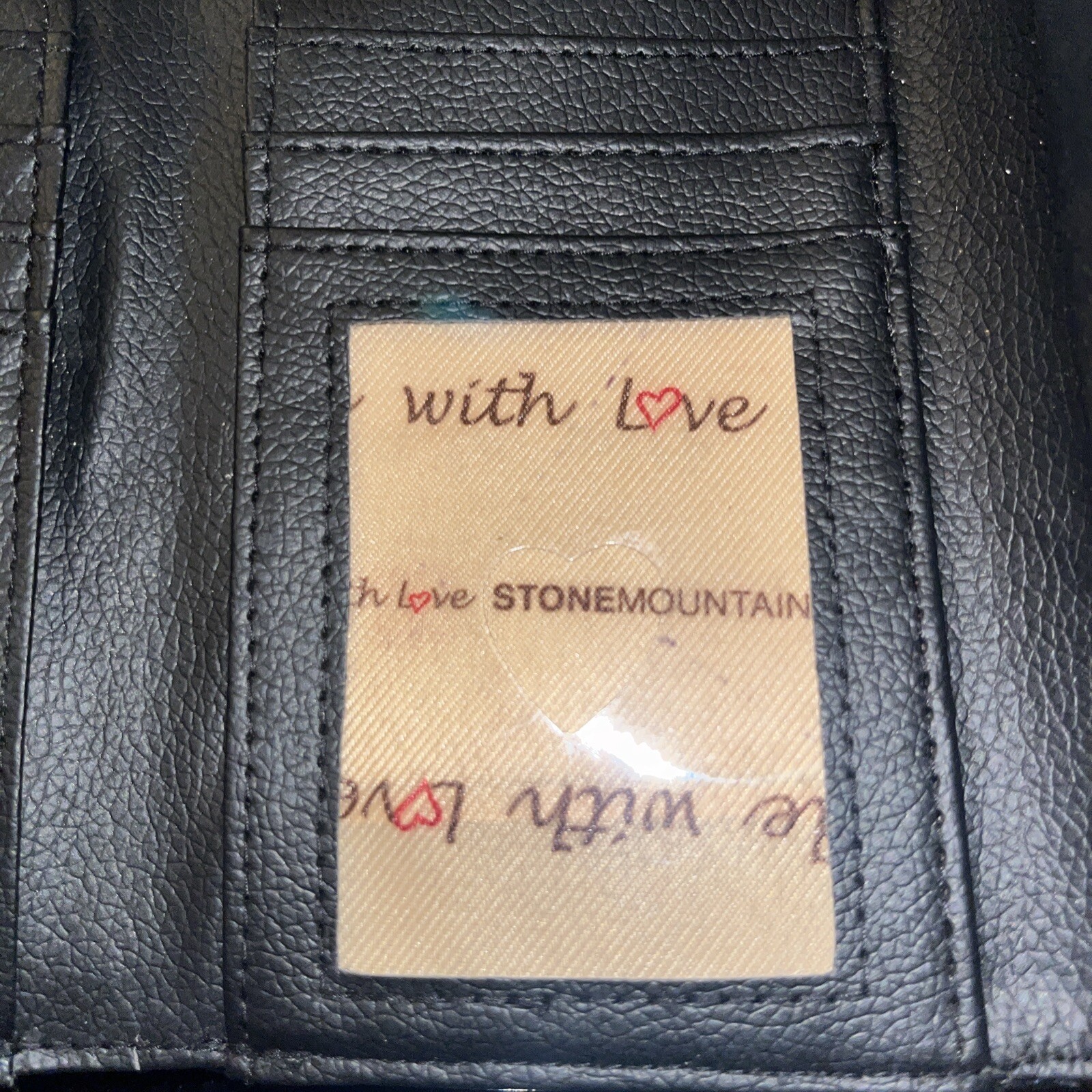 STONE MOUNTAIN BLACK Boxed FLORAL EMBOSSED Bonded Leather Double Zipper