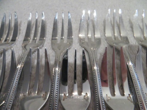 Vintage French silver-plated 12 pastry cake forks Christofle perles pearls 16cm - Picture 4 of 8