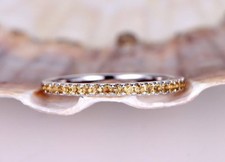 1ct Simulated Yellow Citrine Half Eternity Wedding Band Ring White Gold Plated