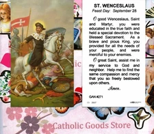Saint Wenceslaus with Prayer  - Paperstock Holy Card GAN